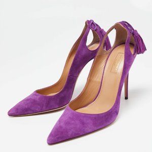 Aquazzura Purple Suede Forever Marilyn Pumps